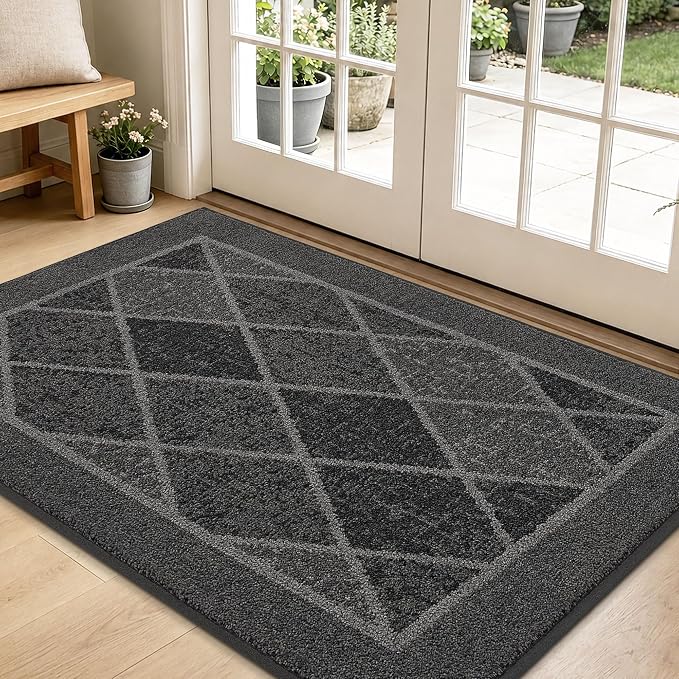 BEQHAUSE Dirt Trapper Door Mats 32" x 48", Non-Slip Washable, Grey by BEQHAUSE