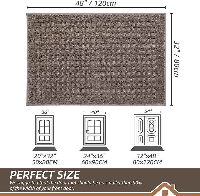 BEQHAUSE Dirt Trapper Door Mats 32"x48", Non Slip Washable, Brown - Image 2