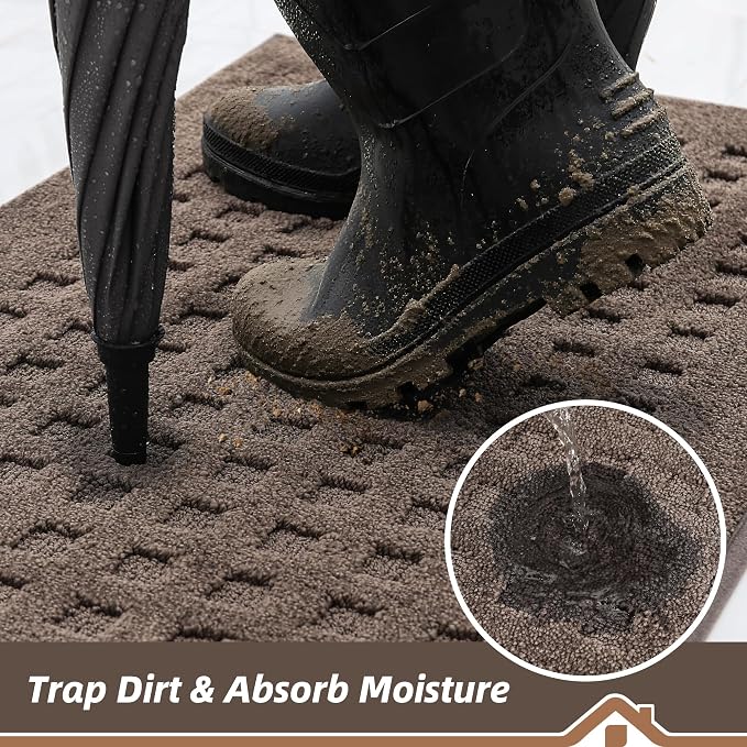BEQHAUSE Dirt Trapper Door Mats 32"x48", Non Slip Washable, Brown - Image 3