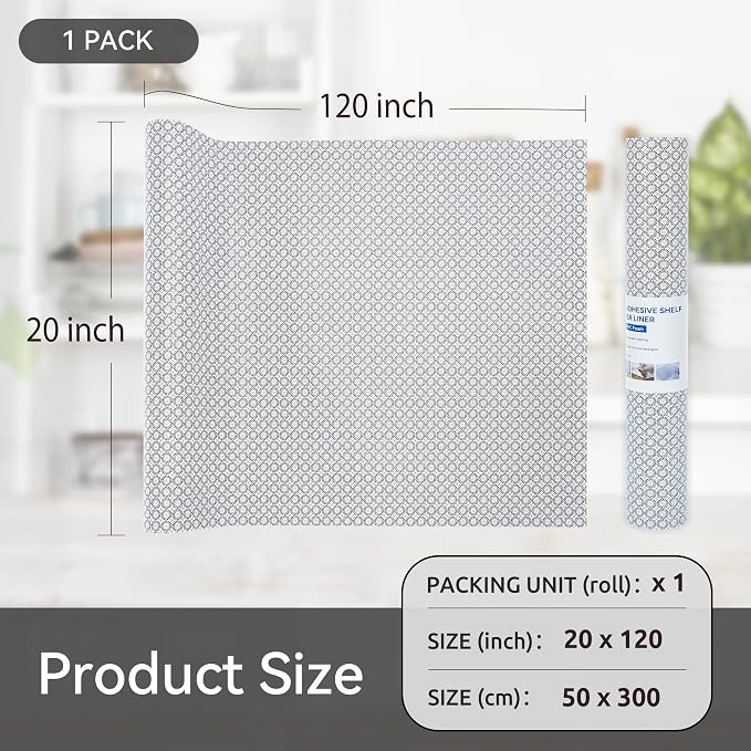 FIFTY FEET 20"x120" Non-Adhesive Shelf Liner for Kitchen Cabinets and Drawers, Washable Non-Slip PVC Cabinet Liner (Black Circle)(1 Roll) - Image 5