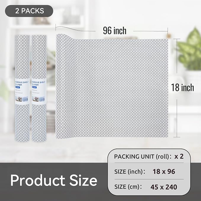 FIFTY FEET 18"x96" Non-Adhesive Shelf Liner for Kitchen Cabinets and Drawers, Washable Non-Slip PVC Cabinet Liner (Black Circle)(2 Roll) - Image 5