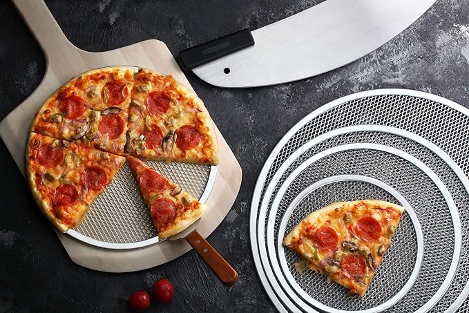 New Star Foodservice Restaurant-Grade Seamless Aluminum Pizza Baking Screen, 10 Inch, Pack of 6 - Image 5