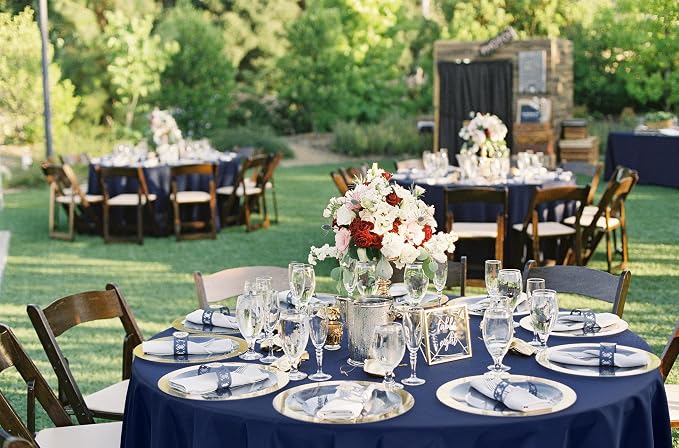 10 Pack Navy Blue Round Tablecloths,90 Inch Polyester Table Cloth - Image 3
