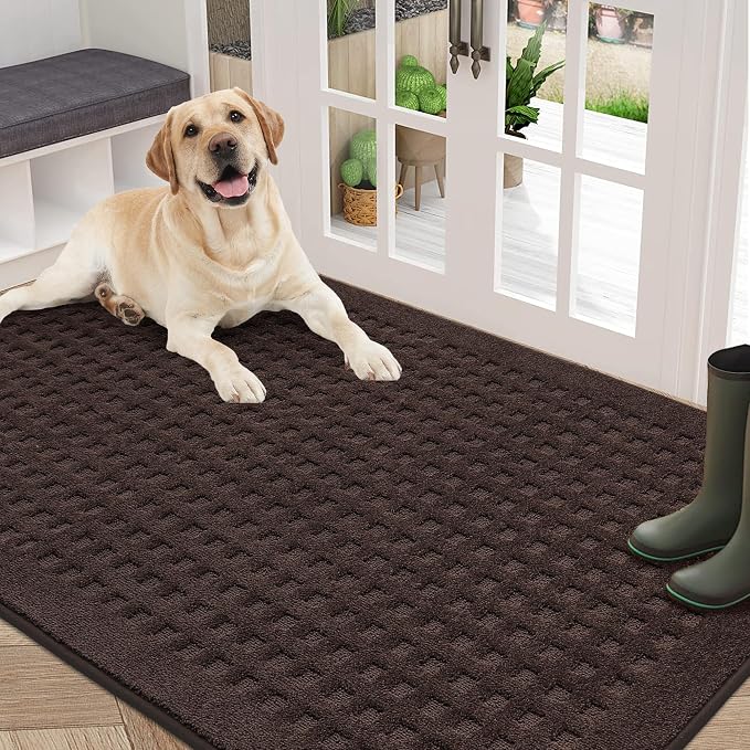 BEQHAUSE Dirt Trapper Door Mats 36"x60", Non Slip Washable, Dark Brown by BEQHAUSE