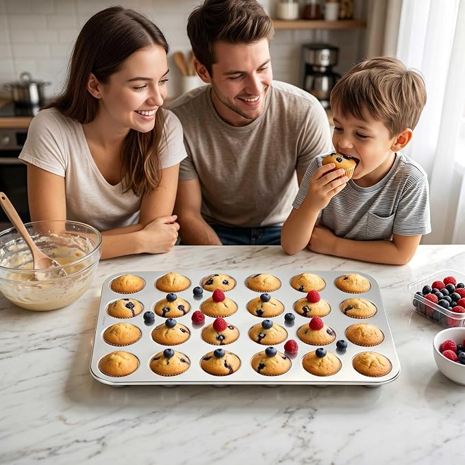 Homikit 18/10 Stainless Steel Mini Muffin Cupcake Pan 24 Cups, Non Toxic | 2PCS Premium Cupcake Tray for Oven, Metal Muffin Baking Tins for Egg Bites, Rust Free, Dishwasher Safe, Heavy Duty - Image 8