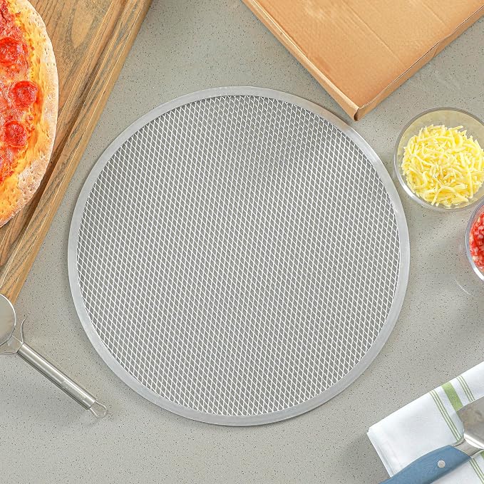Restaurantware 14 Inch Aluminum Pizza Screen Pack of 72 Mesh Baking Tool For Crispy Crust, Lightweight Stackable Seamless Rim Rust-Resistant Baking Screen, Reusable for Pizzerias, Home Oven Use - Image 6