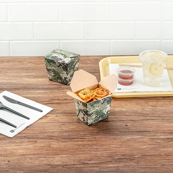 Restaurantware 16 oz Paper Camouflage Noodle Take Out Container, 200 Ct - Image 3