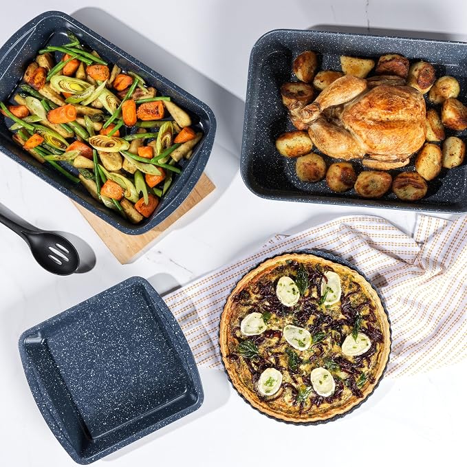 Russell Hobbs RH03411EU7 Nightfall Stone 28cm Tart Tin - 11 Inch Non-Stick Fluted Tart Pan, Round Flan Case, Quiche Dish, Pie Tin, Carbon Steel, Easy Clean Baking Pan, Oven Safe to 220 °C/Gas Mark 7 - Image 4