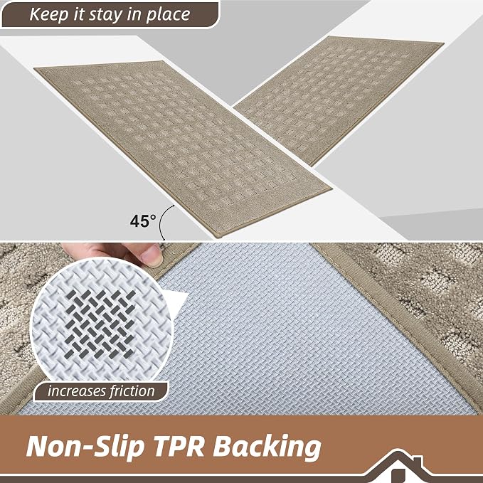 BEQHAUSE Dirt Trapper Door Mats 20"x32", Non Slip Washable, Beige - Image 5