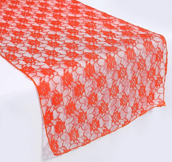 VDS Pack of 12 Floral Lace Table Runners Centerpiece Cloth Linen for Wedding Bithday Graduation Engagement Ceremony Events Party Banquets Table Decoration (12x108 inch) (Red) - Image 2