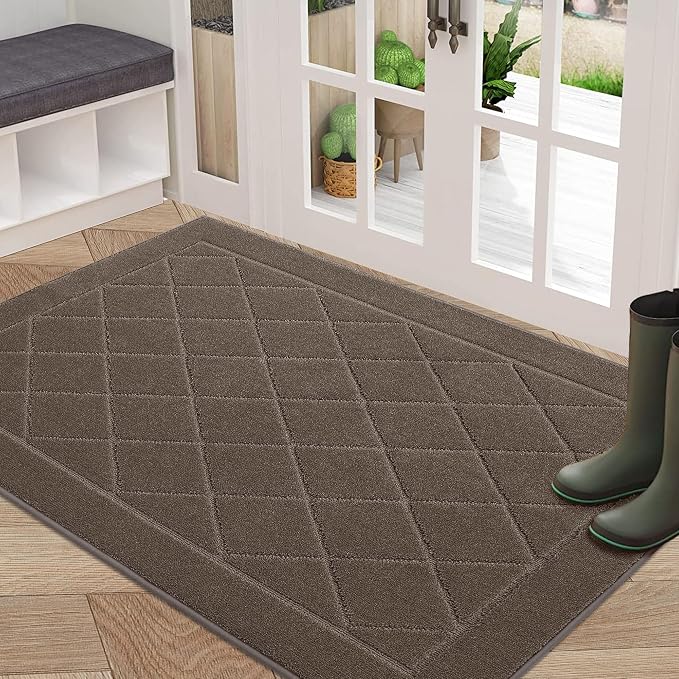 BEQHAUSE Dirt Trapper Door Mat 32" x 48", Doormat Non-Slip, Light Brown by BEQHAUSE