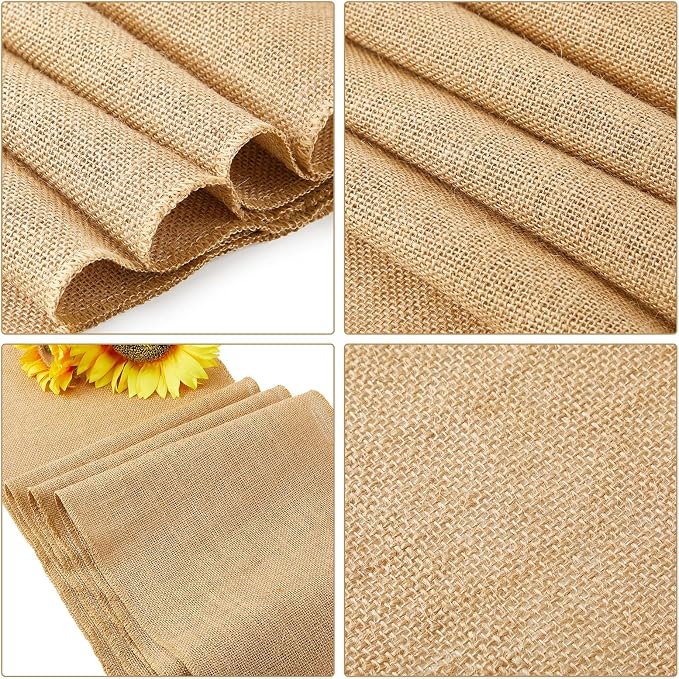 24 Pcs Burlap Table Runners 12 x 108 Inches Farmhouse Table Runners with Finished Edges Hessian Burlap Runners Rustic Wedding Aisle Decor for Wedding Birthday Christmas Baby Shower Coffee Table Decor - Image 3