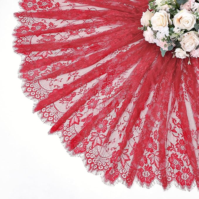 Red Lace Tablecloth Rustic Table Fabric 60x120 Inch for Wedding Christmas - Image 5