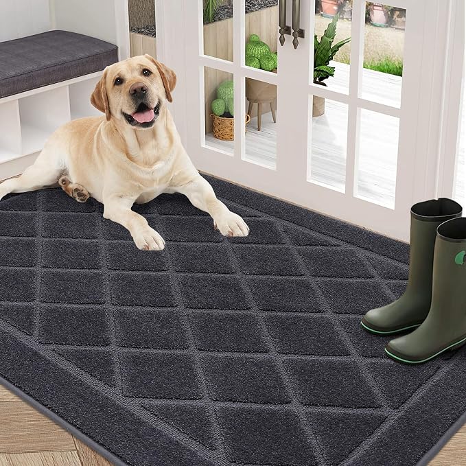 BEQHAUSE Dirt Trapper Door Mat 36" x 60", Doormat Non-Slip, Dark Grey by BEQHAUSE