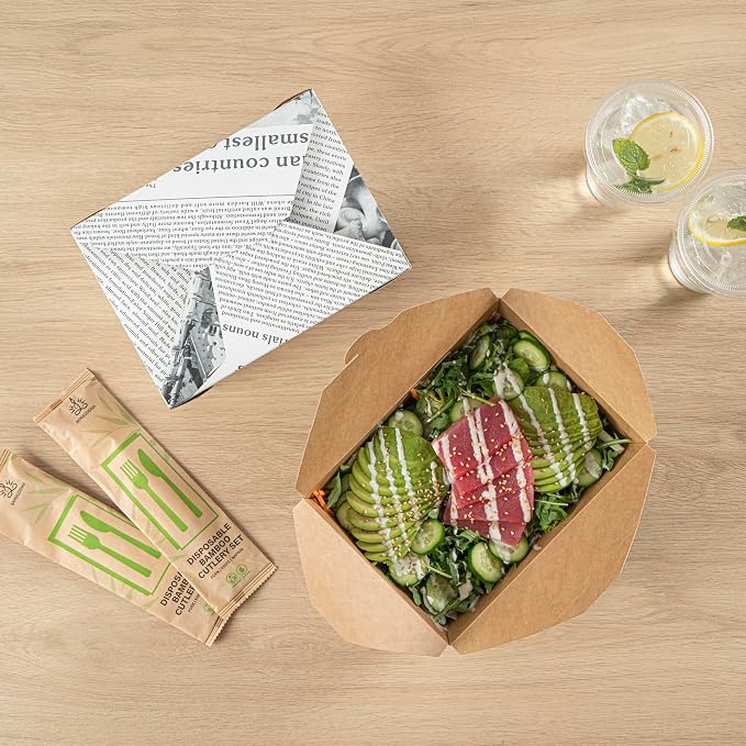 Restaurantware Bio Tek 8.5 x 6.3 x 2.5 Inch Food Containers 200 Durable Noodle Boxes - Disposable Sustainable Newsprint Paper 17-Ounce Takeout Boxes Rectangle For Takeouts Or Picnics - Image 10