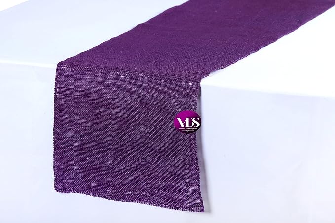 VDS Pack of 20, Burlap Table Runner 100% Natural Jute Rustic Hessian Table Cloth Centrepiece for Wedding Bridal Shower Birthday Event Party Banquet Table Decoration (Size 12X108 Inch)(Purple) - Image 2
