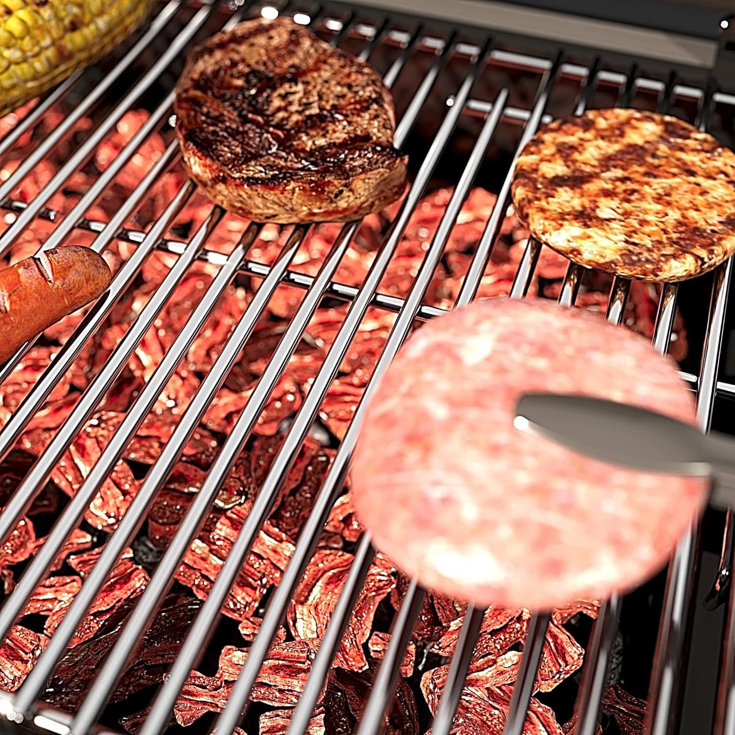 19.5/17.5/17" Grill Cooking Grates Replacement for Weber Genesis 300 Series, Genesis E310 E320 S310 S320 Replacement Parts for Weber 7528/7524, 304 Stainless Steel Grids, Set of 2, 19.5 Inch