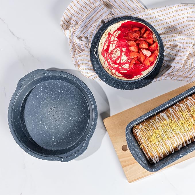 Russell Hobbs RH00995EU Nightfall Stone Cake Tin – Non-Stick Round Baking Tray with Handles, PFOA-Free Carbon Steel Bakeware, Easy Clean 10-Inch Cheesecake Pan, Straight Sided, Fixed Base, 26 cm, Blue - Image 3