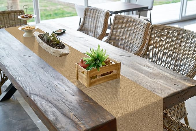 6 Pack Natural Burlap Table Runners,12 x 72 Inch Rustic Jute Table Runner and Placemats Bulk for Western Wedding Table Decorations,Farmhouse Style Party,Holiday,Kitchen Coffee Table Decor Cover - Image 3