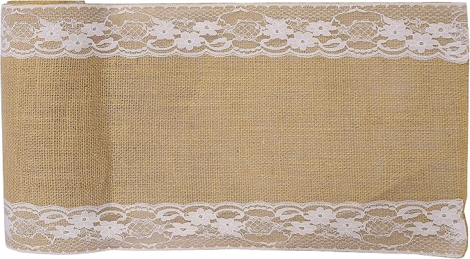 MDS 5 PCS 100% Natural Burlap Table Runners 12" x 108" with Lace, Rustic Farmhouse Country Vintage Boho Jute Runner for Wedding Reception Birthday Party Home Kitchen Dining Coffee Table Decoration - Image 6
