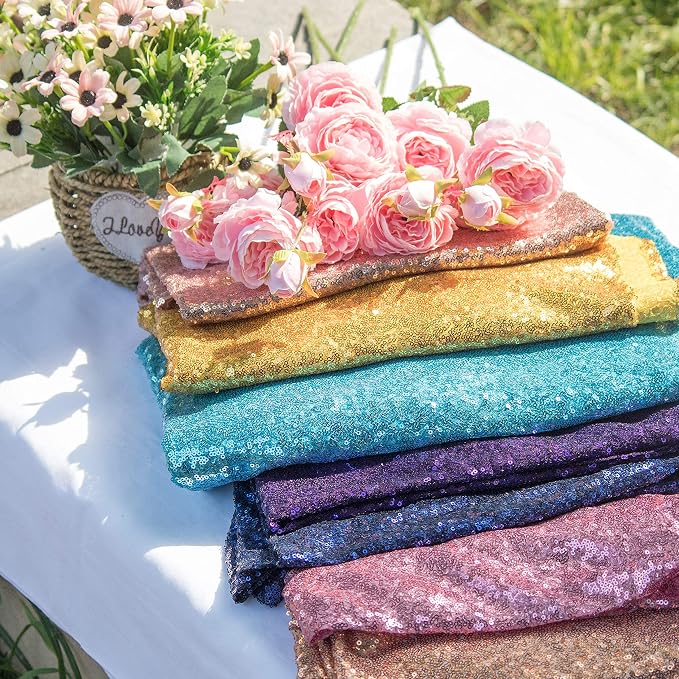 JYFLZQ Navy Blue Sequin Tablecloth Glitter Table Cover 60''x102'' Rectangle - Image 7