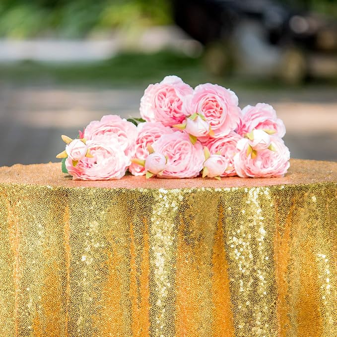 JYFLZQ Gold Sequin Tablecloth, Glitter Table Cover 50x80 Inch Rectangle - Image 3