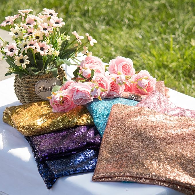JYFLZQ Hot Pink Sequin Tablecloth, Glitter Party Table Cover 108 Inch Round - Image 6