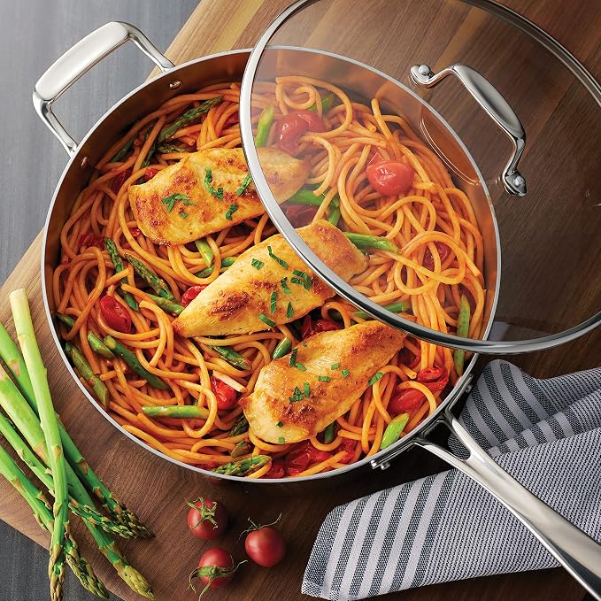 Tramontina Boston Tri-Ply Clad Stainless Steel 6-Quart Saute Pan with Lid - Image 3