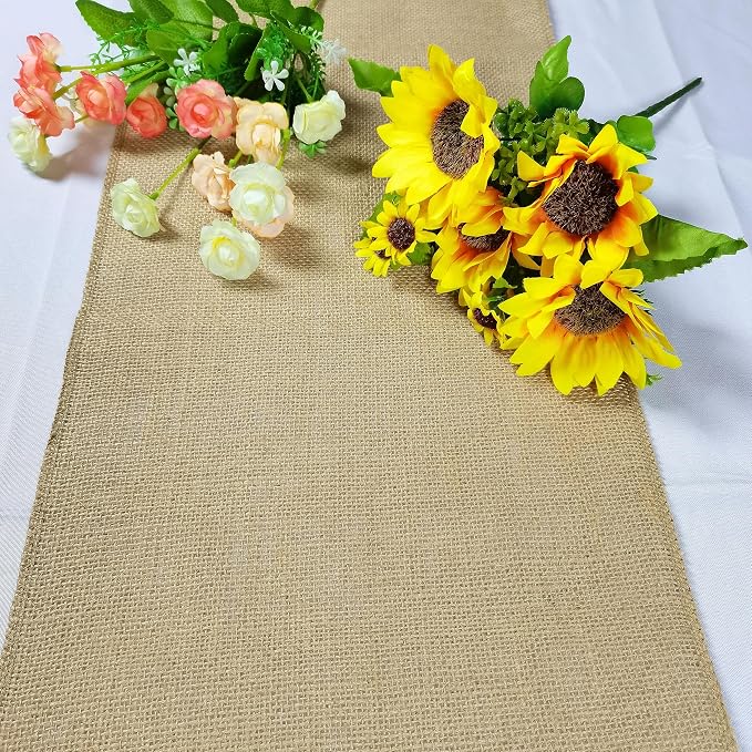 12 Pack 12 x 36 Inch Natural Burlap Table Runners,Rustic Jute Table Runner and Placemats Bulk for Western Wedding Table Decorations,Farmhouse Style Party,Holiday,Kitchen Table Decor - Image 3