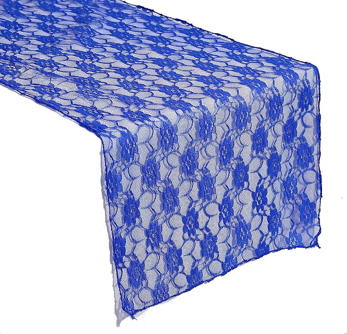 VDS Pack of 25 Floral Lace Table Runners Centerpiece Cloth Linen for Wedding Bithday Graduation Engagement Ceremony Events Party Banquets Table Decoration (12x108 inch) (Royal Blue) - Image 3