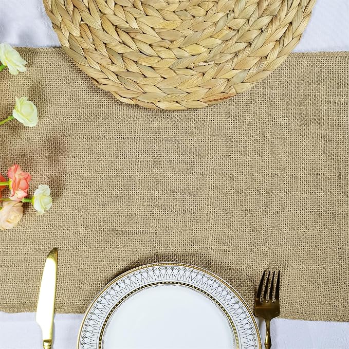 10 Pack 12 x 36 Inch Natural Burlap Table Runners,Rustic Jute Table Runner and Placemats Bulk for Western Wedding Table Decorations,Farmhouse Style Party,Holiday,Kitchen Table Decor - Image 7