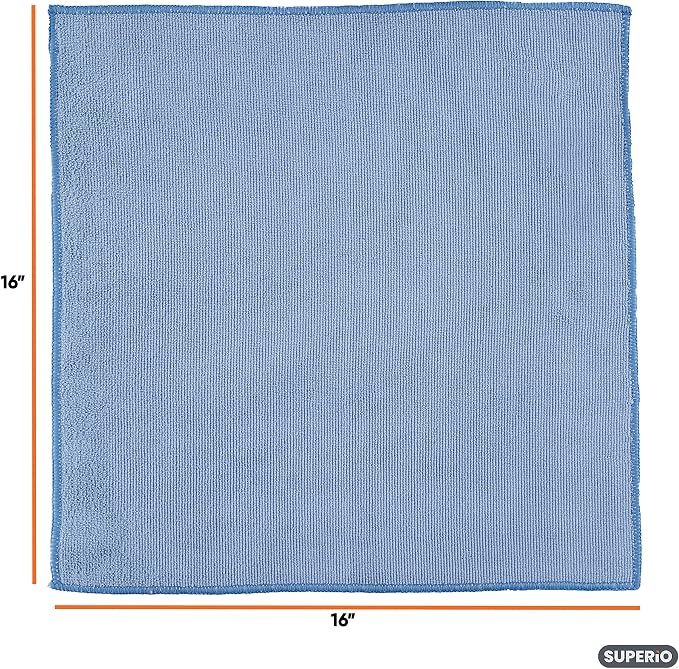 Superio Microfiber Cleaning Cloth 16" x 16" Blue Washing Towel for Home, Kitchen, Auto, Window and Office/No Detergents Needed, Scratch & Streak Free, Miracle Clean, Ultra-Fast Drying, 6 Pack - Image 2