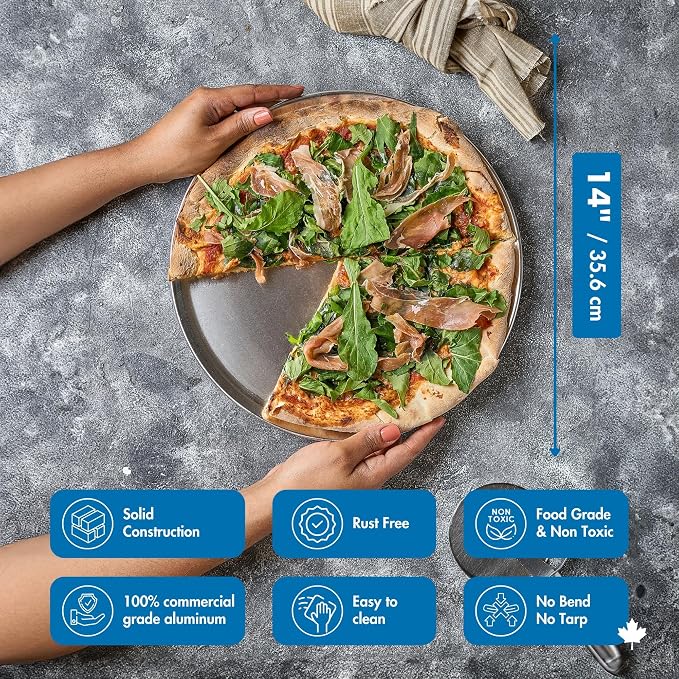 Norjac 14 Inch Pizza Pan, 6 Pack, Round Aluminum Pans, Baking Tray for Oven, Rust-Free, Durable & Long Lasting - Image 5