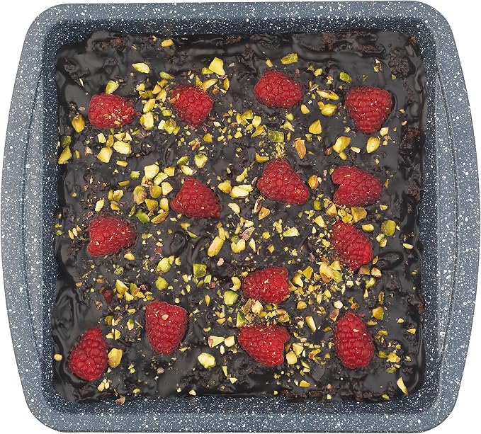 Russell Hobbs COMBO-5444 Square Baking Pan Roaster Tray Set of 2, Non-Stick, Carbon Steel Oven Tins, BPA/PFOA Free, For Brownies, Batch Cooking, Roasting, Nightfall Stone Collection, Blue Marble, 26cm - Image 7